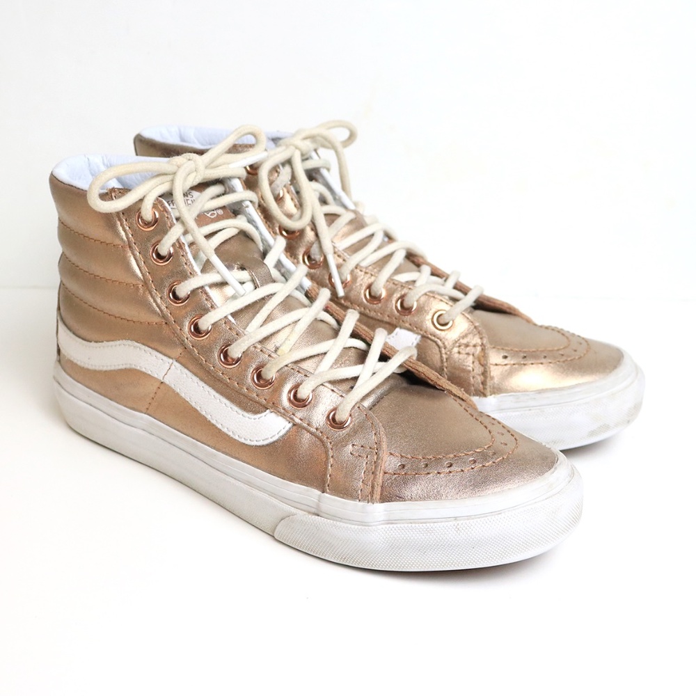 VANS Sk8 Hi Women's Size 6.5 US Rose Gold Metallic High Top Lace Up Skate Shoes